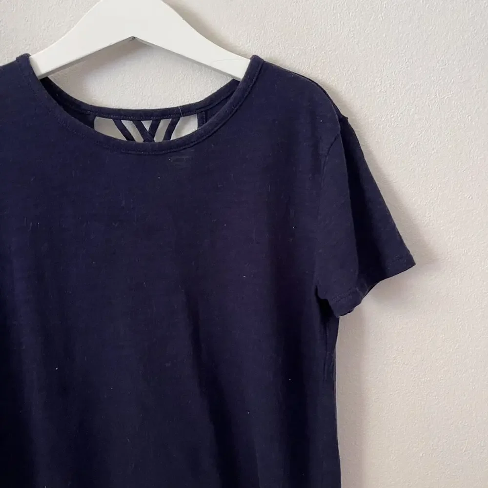 Gap Navy Lattice Back Tee - Medium 8